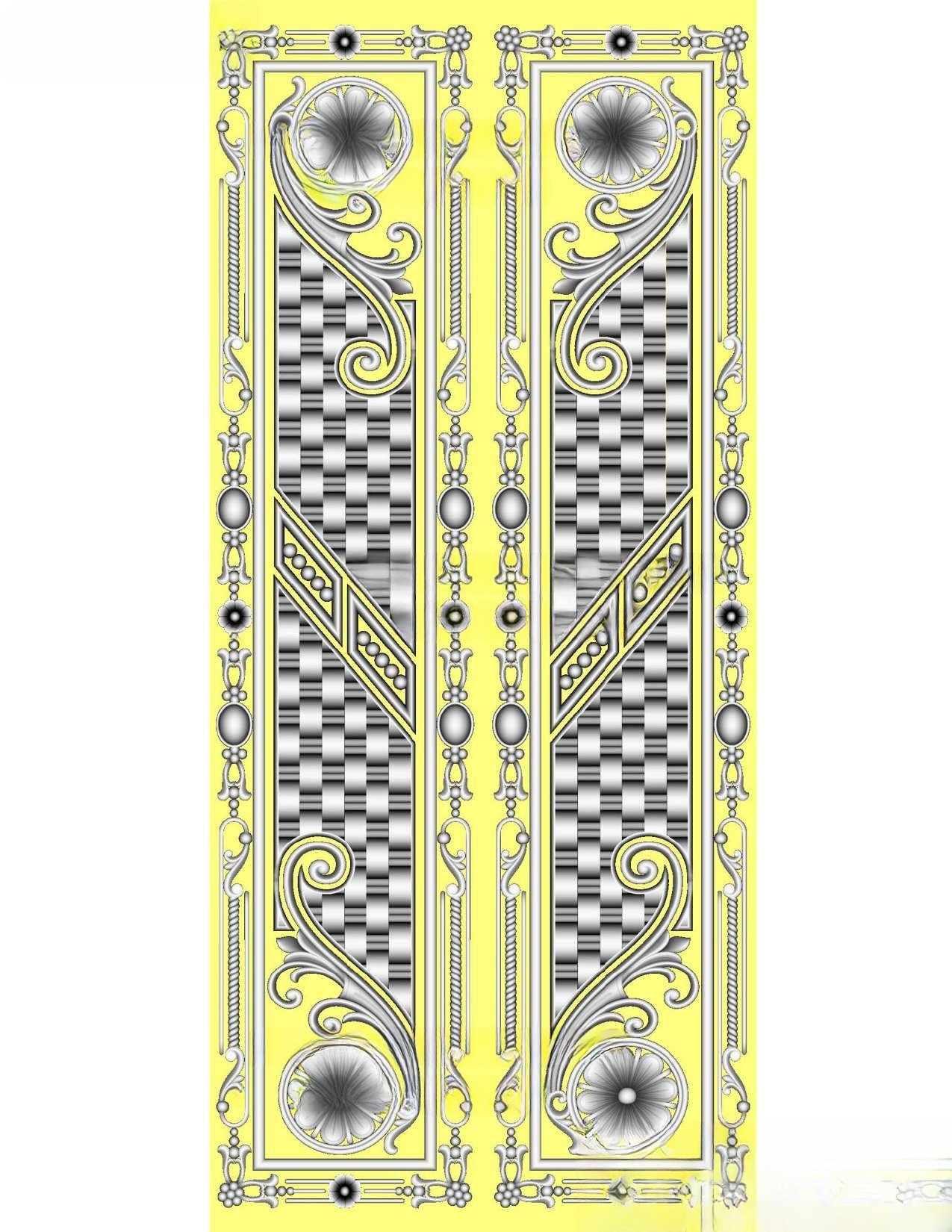 MD - MIX-104 Elegant Floral Geometric Patterned CNC Door Design